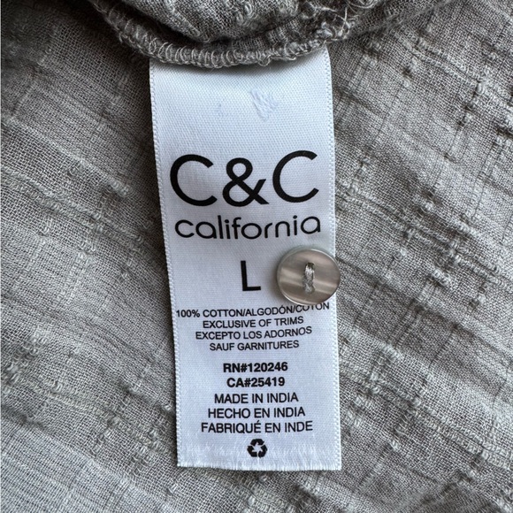 Women’s C&C California Cotton Button Down Blouse in Size L Boho Casual - Picture 5 of 5